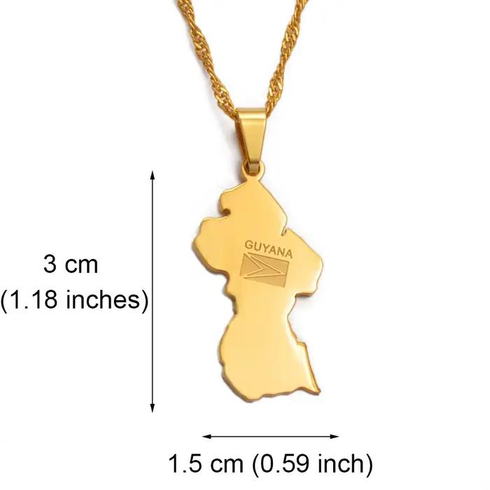 Collier pendentif drapeau de la Guyane Anniyo pour femmes, couleur or, bijoux de la Guyane, République de la Guyane # 077121
