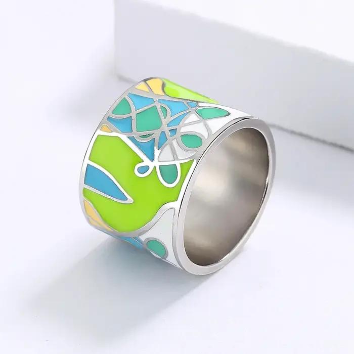 Bague en forme de feuille époxy verte pour femmes bijoux en émail faits à la main bijoux de mariée fiançailles nouvelle collection 2024 alliance de mariage occasion engagement