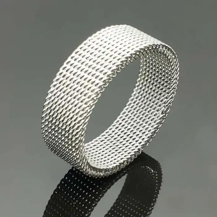 Bague moderne en acier inoxydable à mailles pour homme et femme, bijoux, anneau en maille, Anillos Mujer, Bague, Anel, Aneis