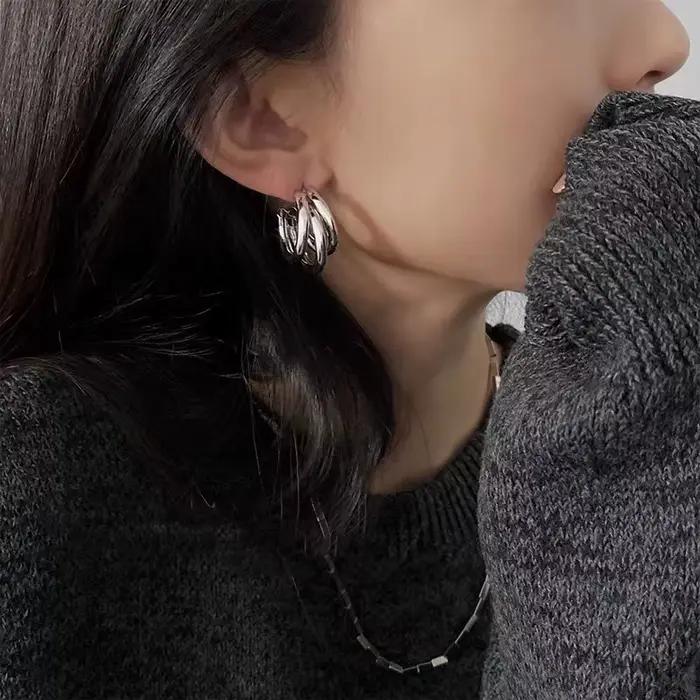 Boucles d'oreilles circulaires en métal pour femmes