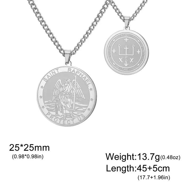 Lucktune Saint Raphael archange collier à breloques en acier inoxydable collier pour femmes Protecti