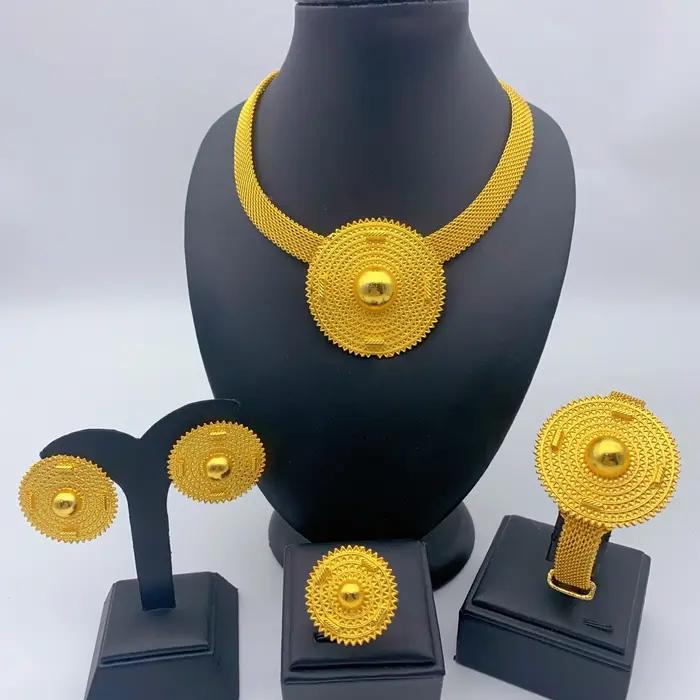 Ensemble de bijoux couleur or arabe pour femmes