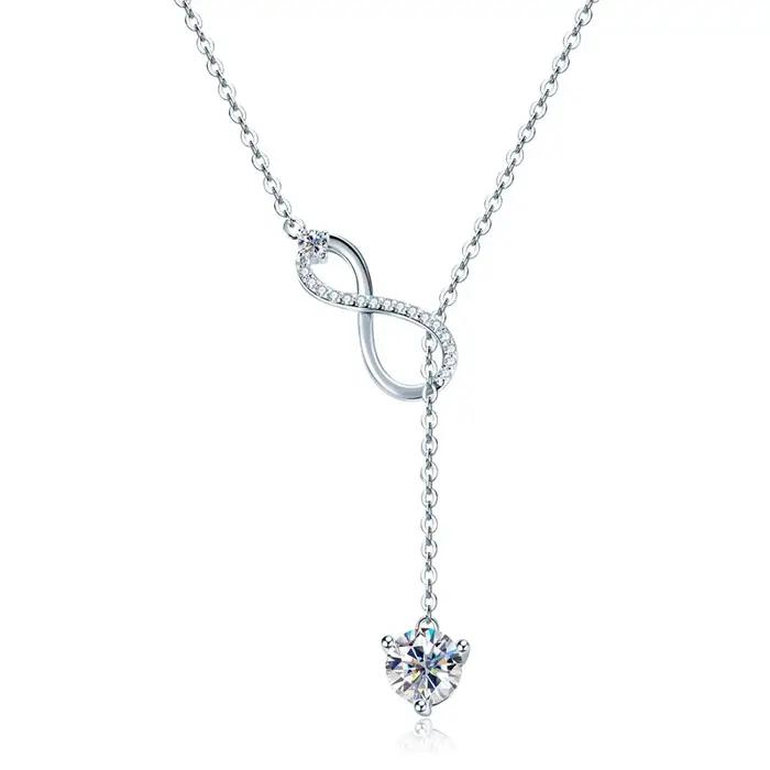 Collier en argent sterling 925 sertie de Moissanite pour femmes occasions spéciales vintage classique trendy élégant cadeau anniversaire mariage