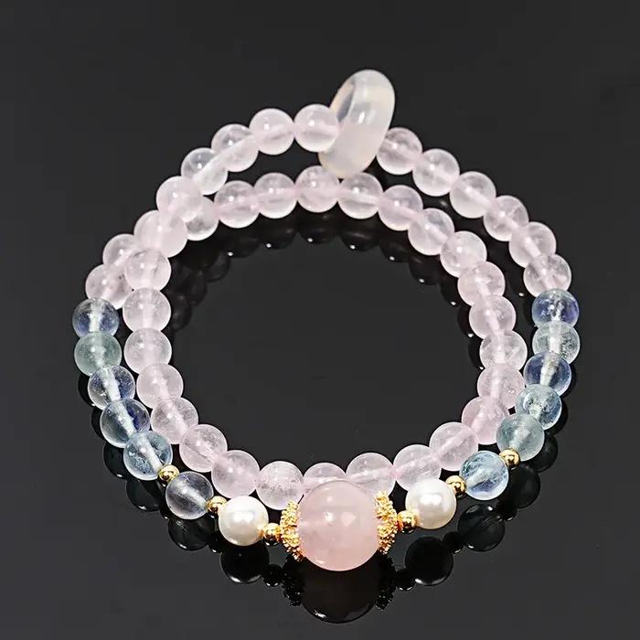 Xinghe diamant cassé haute qualité aigue-marine naturelle cristal Bracelet femmes cheval poudre coquille perle chaîne à main haut de gamme cadeau