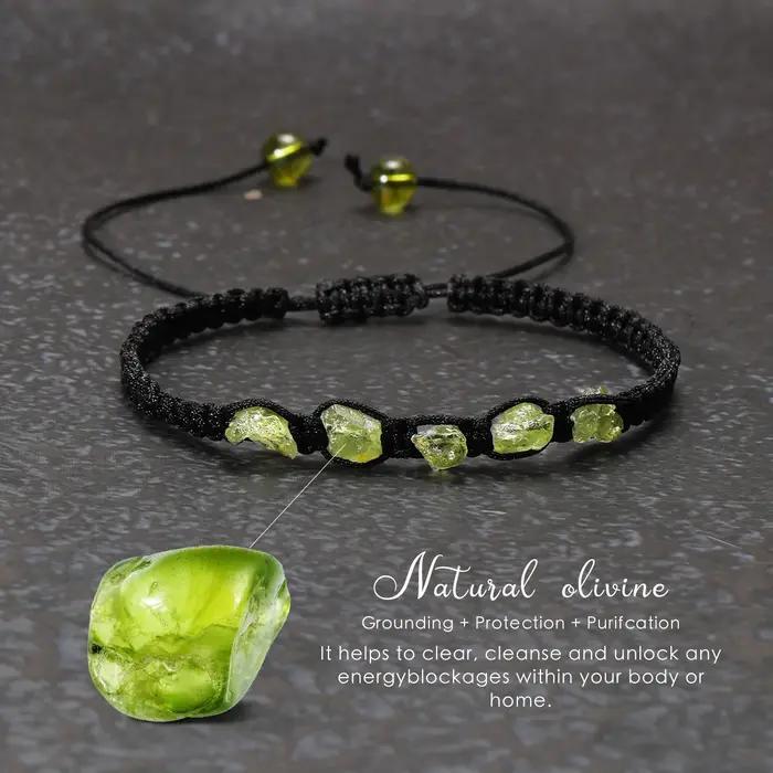 Bracelet en péridot naturel tissé à la main unisexe pour homme et femme occasion spéciale cadeau unique