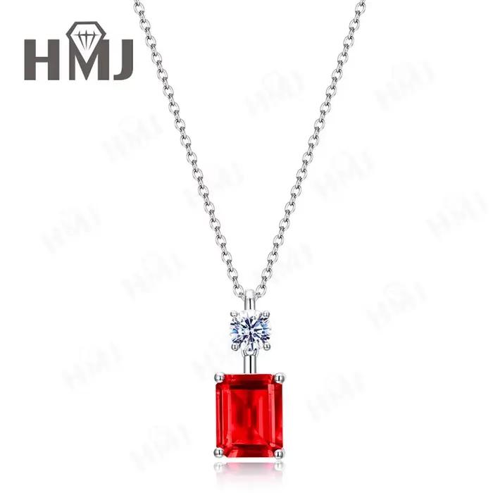 Collier en argent sterling 925 avec pendentif émeraude de Colombie cultivée en laboratoire de 1,5/2