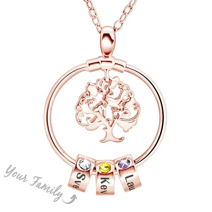 MaiLun – collier personnalisé avec noms de famille, avec pierre de naissance, arbre généalogique, ca