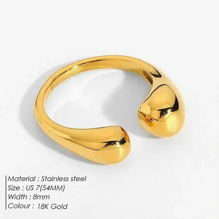 Bague pour femme EManco, taille irrégulière, forme goutte d'eau, lisse, ouverte, style métallique simple, idéale pour les festivals, bijoux fins, expédition en 48 heures