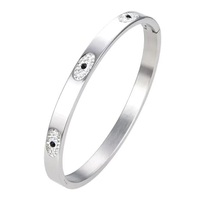 Bijoux de marque SHENNAIMING, bracelet pour femme en acier inoxydable, design en zircon en forme d'o