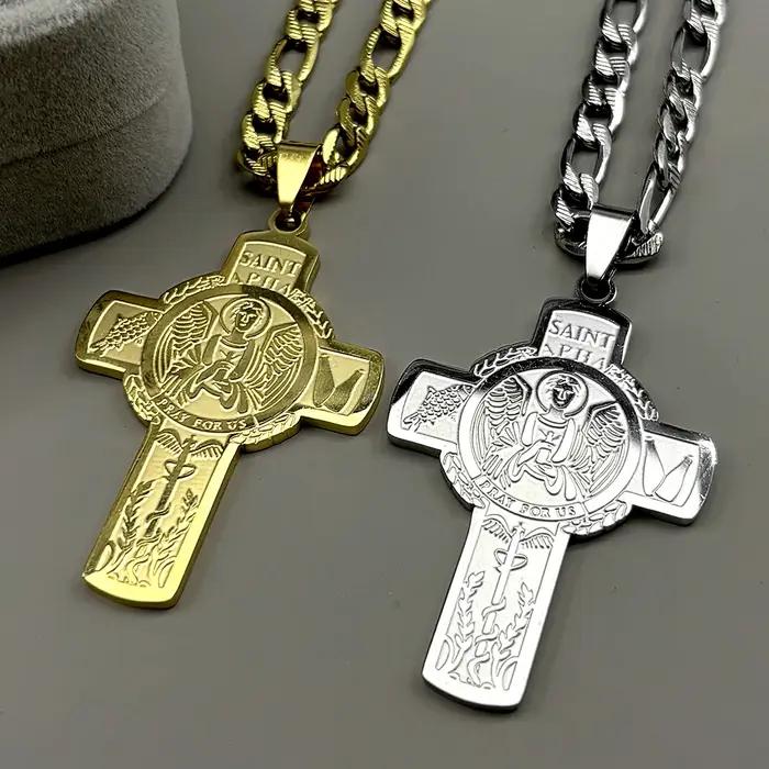 Collier pendentif croix Saint Raphaël chrétien