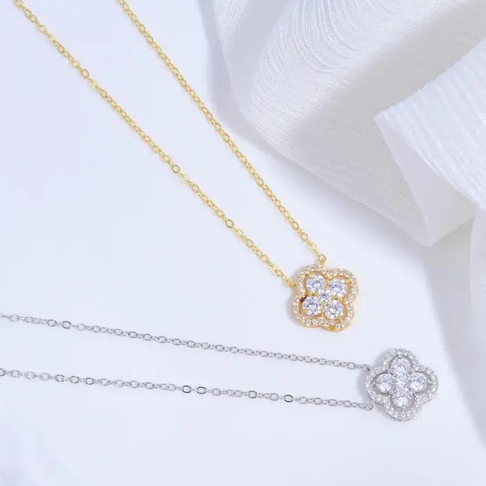 Collier trèfle à quatre feuilles en argent Sterling S925 pour femmes