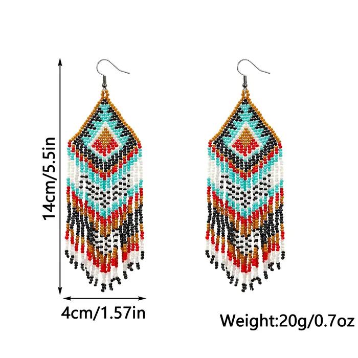 Boucles d'oreilles à pampilles géométriques style bohème en verre pour femmes occasions spéciales et quotidienne