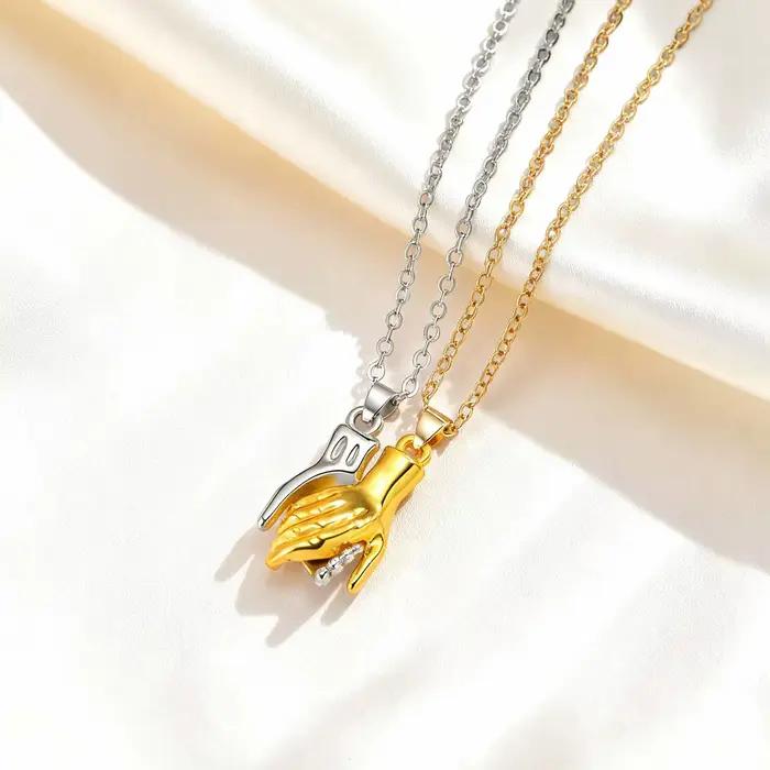 Ensemble Unique de collier d'attraction magnétique pour Couple, pendentif à main pour femmes et hommes, cadeau de saint valentin
