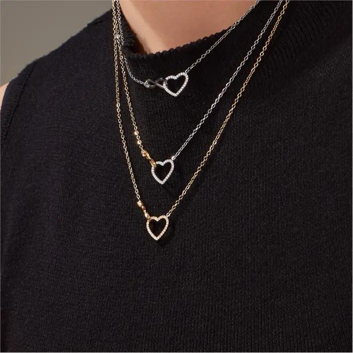 Ensemble de bijoux collier et bracelet pour femmes en acier inoxydable plaqué or design cœur et infini pour offrir