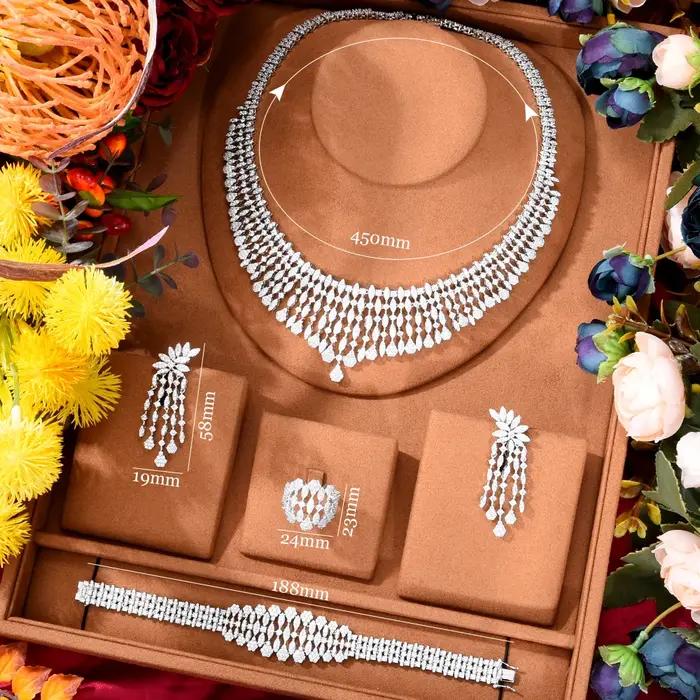 Ensemble de bijoux GODKI en oxyde de zirconium pour mariage et occasions spéciales femme bracelet bague collier boucles d'oreilles élégants