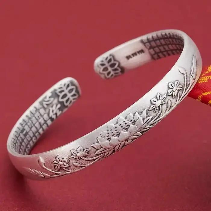 Bracelet jonc rond tendance en argent sterling 925