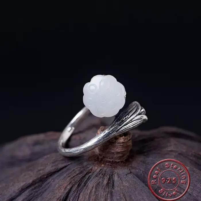 Amxiu-Bague de Luxe en Argent Sterling 925 et Pierre Naturelle, Anneau Ouvert pour Femme, Accessoires de ix, Cadeau pour Mère, Anel Bijoux