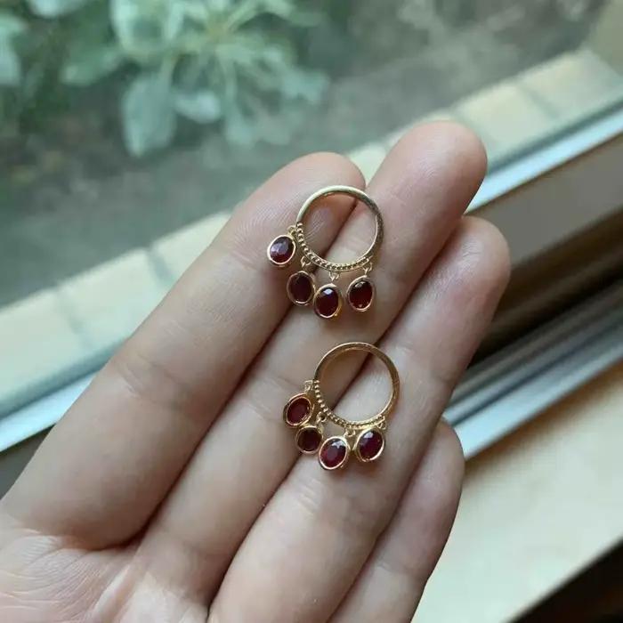 Boucles d'oreilles à pampilles circulaires en pierres précieuses rouges pour femmes, style Vintage, breloque créative, pour banquets, bijoux de luxe légers