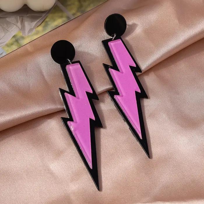 Aihua 22 couleurs coloré foudre pendentif boucles d'oreilles pour les femmes à la mode cerceau tonnerre