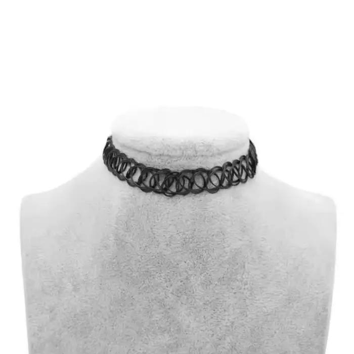 Collier ras du cou vintage multicolore mode rétro tressé fil de poisson bijoux gothiques pour femmes occasions spéciales soirée chic événements nocturnes