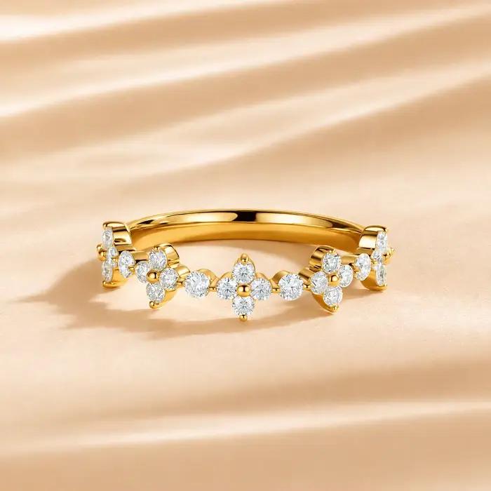 Bague de fiançailles en or 9K ou 14K avec diamant de laboratoire clarté VVS couleur D pour femmes occasions spéciales engagement anniversaire promesse