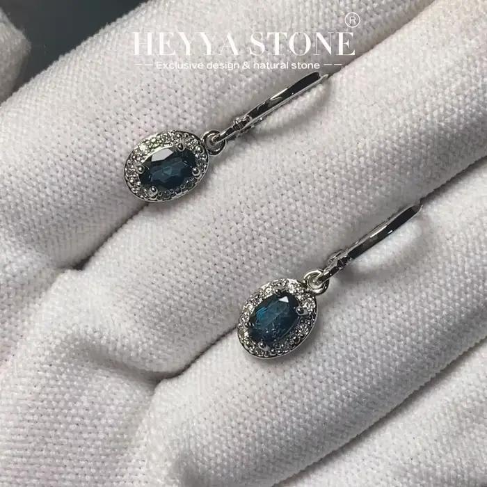 HEYYA STONE Vintage naturel bleu topaze boucles d'oreilles Simple classique rond cercle pierres préc