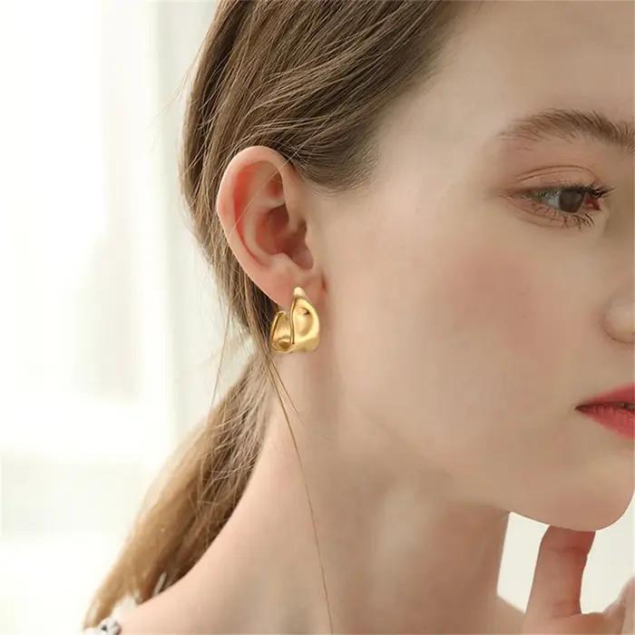 Tendances forme géométrique irrégulière créole boucles d'oreilles couleur or acier inoxydable