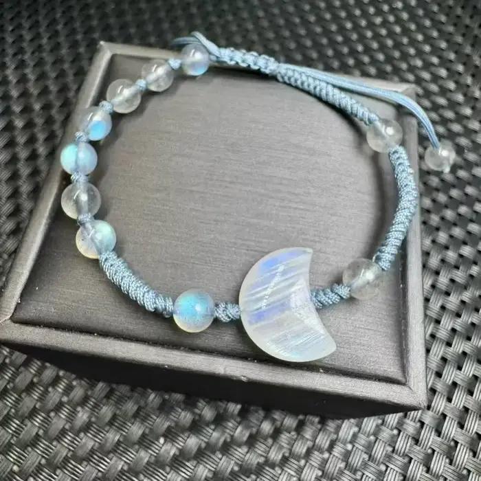 Unité un Bracelet bonne vente pierre de lune naturelle cristal lune/étoile à cinq branches