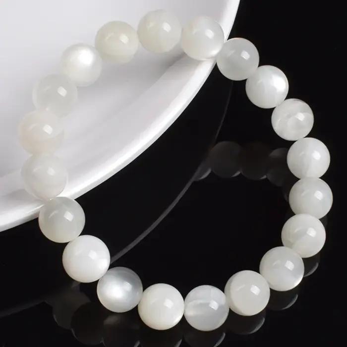Bracelet en pierre de lune blanche naturelle véritable