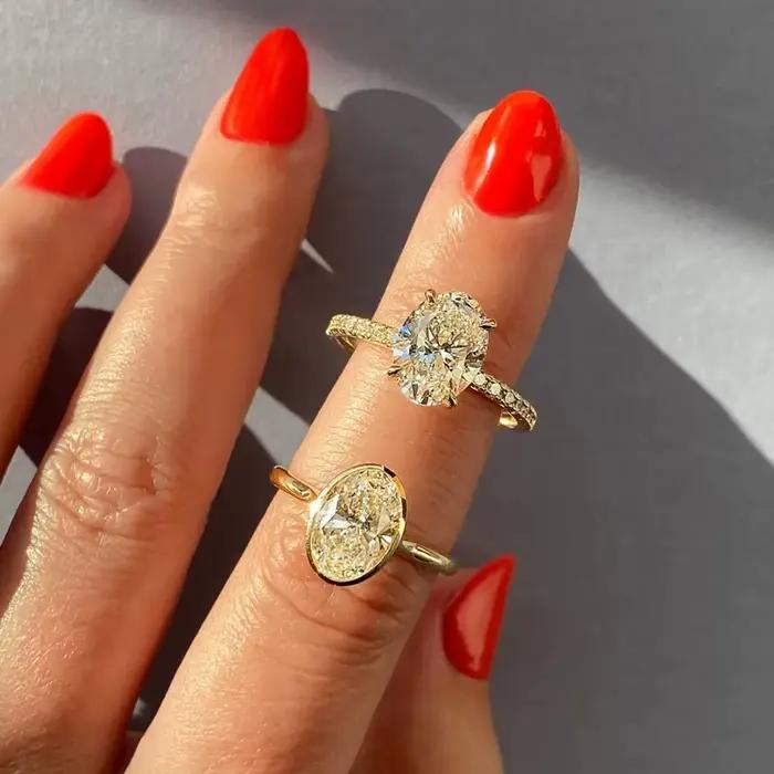 Lnngy-Bagues de fiançailles ovales en argent regardé 925 pour femme