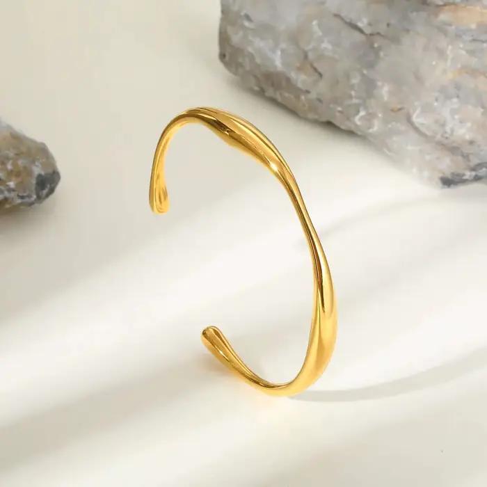 Bracelet de poignet en acier inoxydable doré, Simple, délicat, ouverture géométrique irrégulière, bijoux minimalistes pour femmes pour la fête des mères