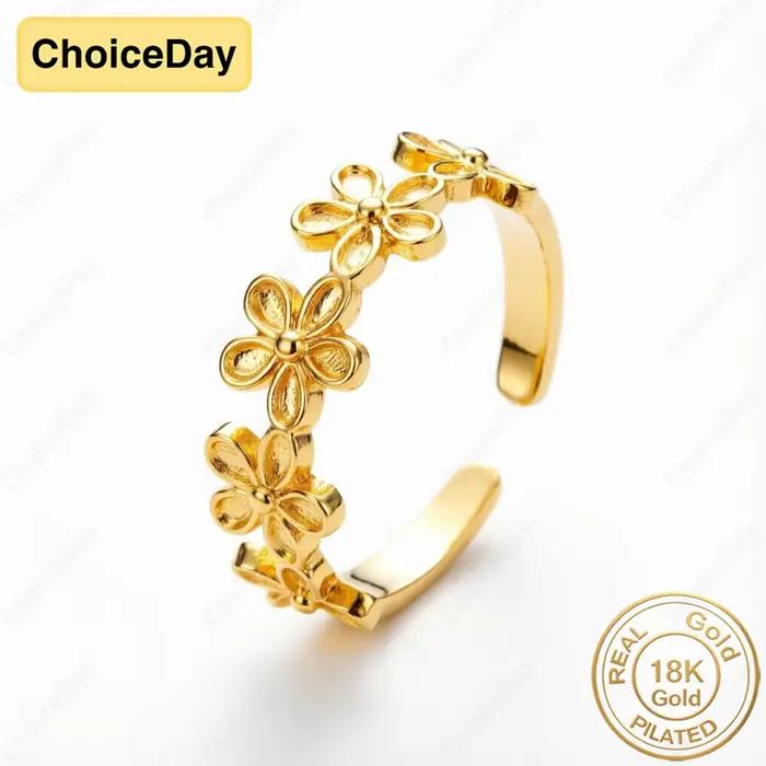 Bague florale luxueuse et exquise plaquée or 18 carats, accessoires de bijoux élégants pour femmes,
