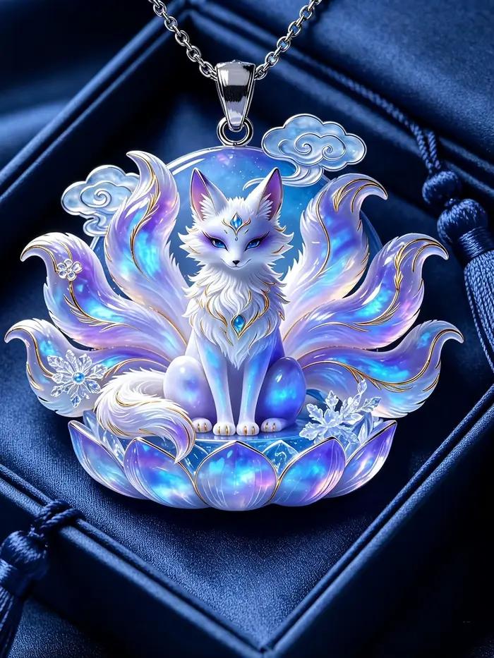 Collier pendentif renard lotus de luxe, bijou exquis au design de niche, cadeau idéal pour la meilleure amie