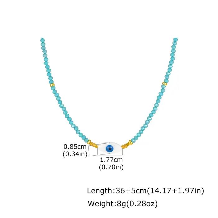 Collier ras du cou bohème en perles de cristal bleues avec pendentif œil porte-bonheur pour femme, bijoux de luxe bohèmes d'été, cadeaux