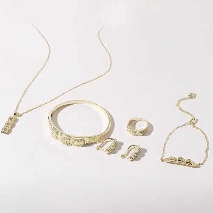 LUIZADA Maroc tendance couleur or ensemble de bijoux pour fête Design boucles d'oreilles et pendentif collier Bracelet
