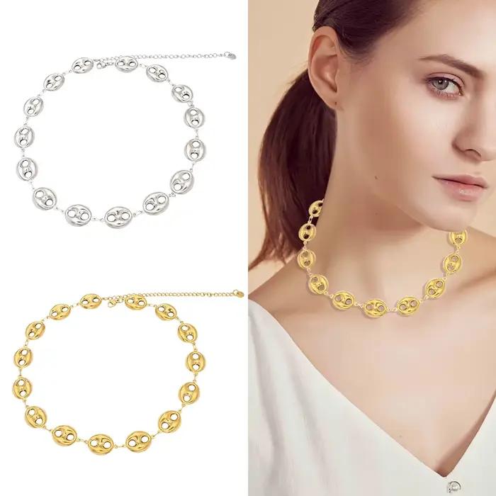Collier chaîne à breloques grain de café acier inoxydable 316L femme élégant cadeau occasion spéciale