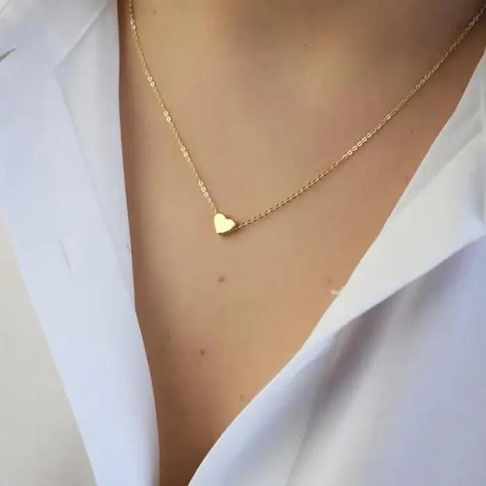 Colliers de clavicule minimalistes pour femmes, petits colliers d'amour en forme de cœur, Bijoux dél