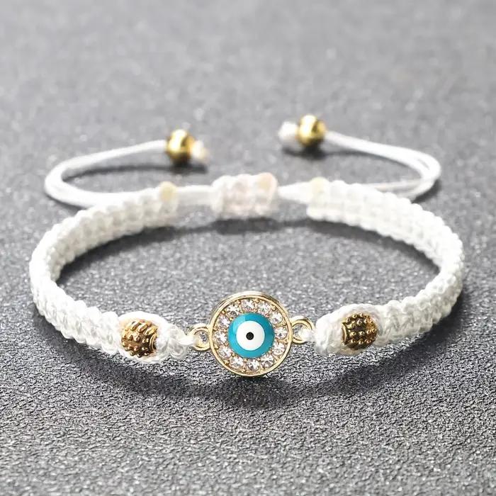 Femmes cristal bleu mauvais œil tressé Bracelet turc guérison Yoga Couple Bracelet & Bracelets chaîne Pulsera bijoux cadeau en gros