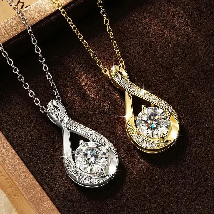 Collier en moissanite à coupe ronde Lnngy 8MM 2.0CT