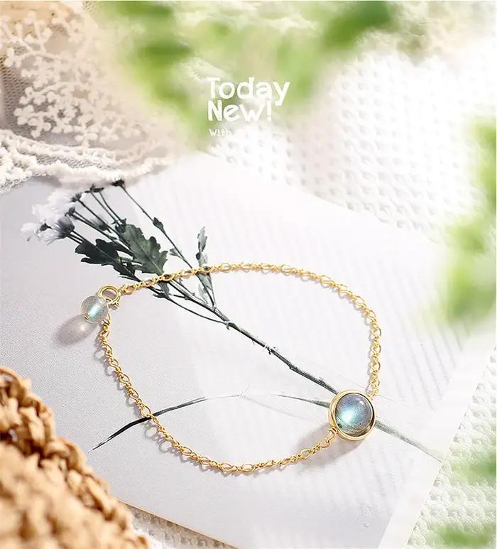 ITSMOS Bracelet Labradorite naturelle cristal 14K or rempli guérison spirituelle élégant