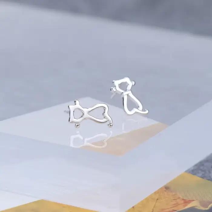 Boucles d'oreilles chat en argent 925 à la mode pour femmes occasions spéciales bijoux à offrir avec certificat d'évaluation