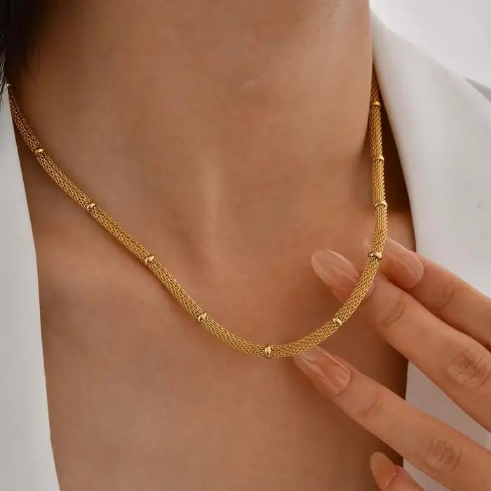Collier chaîne de perles en maille tendance pour femmes