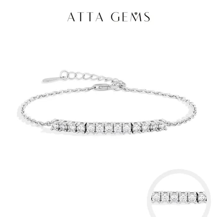 Bracelet de tennis en argent sterling 925 et moissanite grade D couleur VVS1 plaqué or pour femme bijou de luxe ajustable pour mariage et fiançailles
