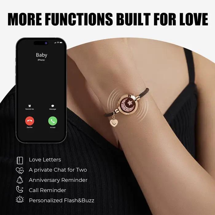 Bandeau Lumineux et Vibrant à Distance Totwoo Cadeau pour Couples Relations à Distance Bracelet Intelligent Soleil et Lune Amour