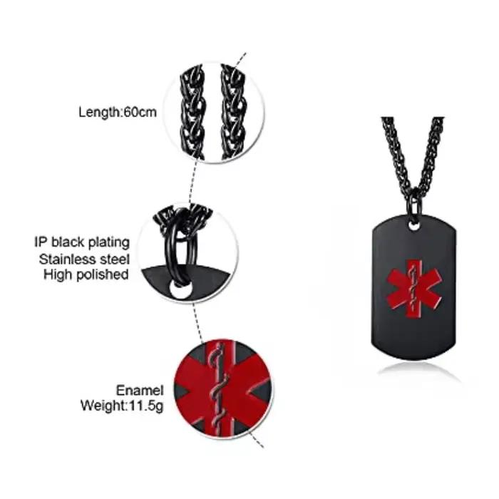 Collier d'Alerte Médicale Personnalisé en Acier Inoxydable pour Hommes et Femmes Occasions Spéciales Bijoux d'Identification Médicale Élégants