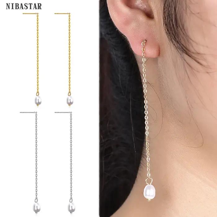 Boucles d'oreilles en perles classiques longues pour femmes élégantes à offrir pour occasions spéciales