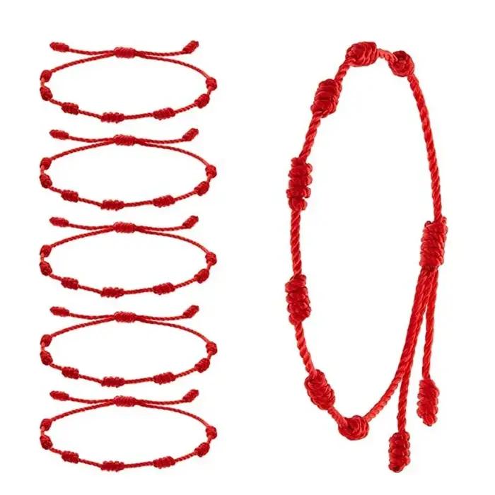 Bracelet Rouge Tressé Main Protection Amoureux Occasions Spéciales Pour Femme Homme Couple