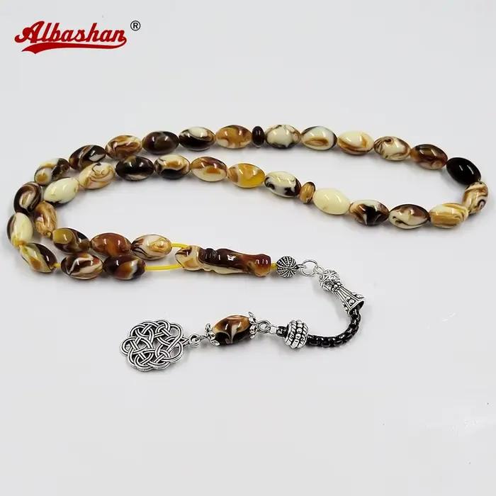 Tasbih Mistak – bracelet misbaha musulman en résine jaune