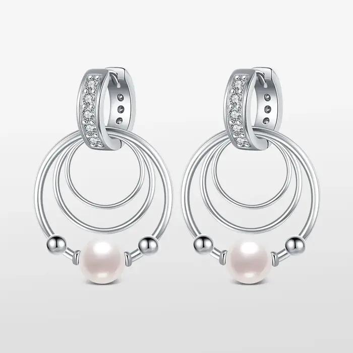 2025 925 boucles d'oreilles en argent Sterling trois anneaux