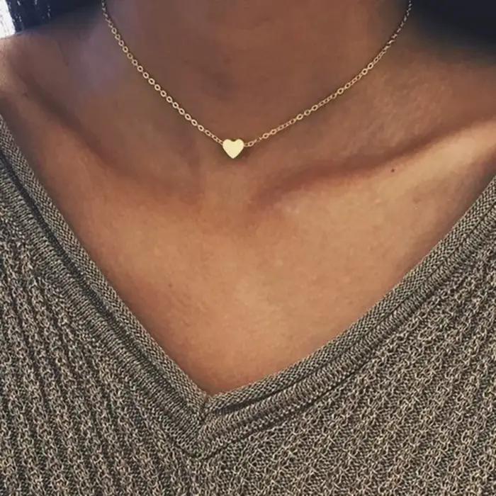 2024 nouvelles femmes Chocker or/argent couleur chaîne étoile coeur Collier ras du cou Bijoux Collana Kolye